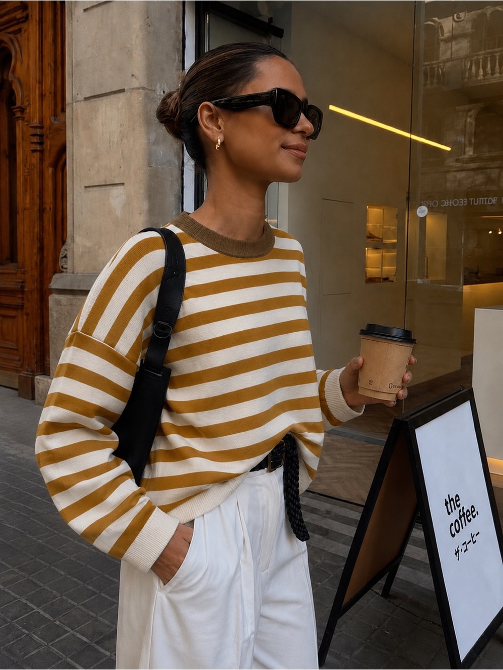 Carla Rockmore Collection Size 1X Striped Sweater With Contrasting Collar